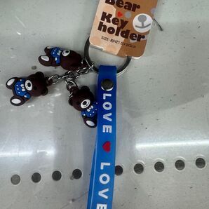 新品未使用 クマ キーホルダー 3個セット ストラップ付き LOVE ハート
