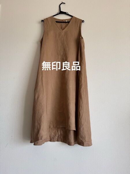 無印良品 フレンチリネン ノースリーブ ワンピース L