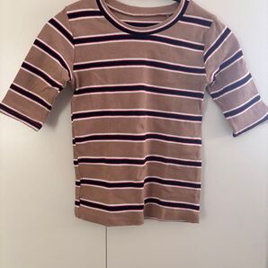 Tシャツ カットソー 半袖 5分袖 ピチT サマーニット 韓国 ボーダー