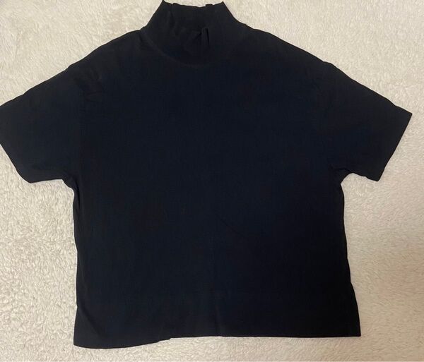 ZARA ザラ Tシャツ モックネック ハイネック 黒 ブラック 半袖