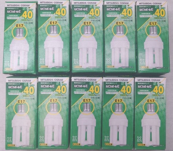 10個 新品未使用 三菱電機オスラム 電球形蛍光灯 ルピカボールE 40形電球タイプ 昼白色E17口金 EFD10EN/9-E17