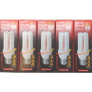 5本 新品 東芝 電球形蛍光灯 ネオボールZ 60ワット形電球タイプ 電球色 EFD15EL/13 TOSHIBA E26口金