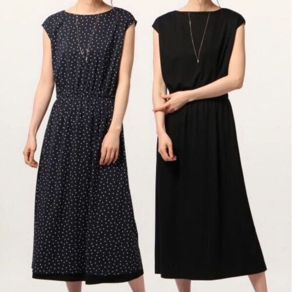 GLOBALWORK リバーシブルノースリーブワンピース ドット Fサイズ