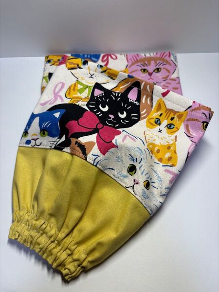 ハンドメイド ハーフ丈アームカバー 腕カバー 猫柄