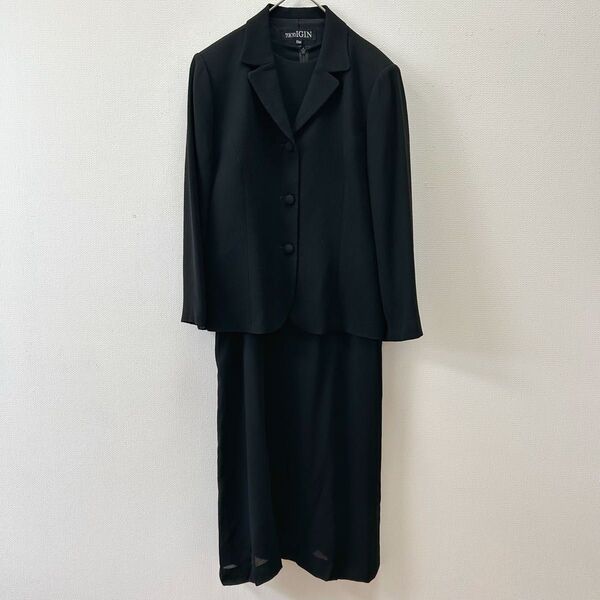 美品 TOKYO IGIN 東京イギン ブラックフォーマル 喪服 アンサンブル スーツ 黒 レディース 11 L 冠婚葬祭 礼服