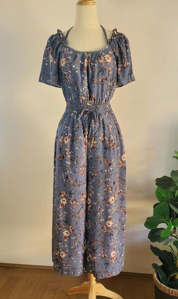 axes femme 花柄オールインワン サロペット コンビネゾン 半袖 M