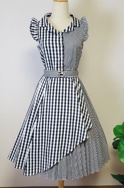 axes femme チェック切替ワンピース