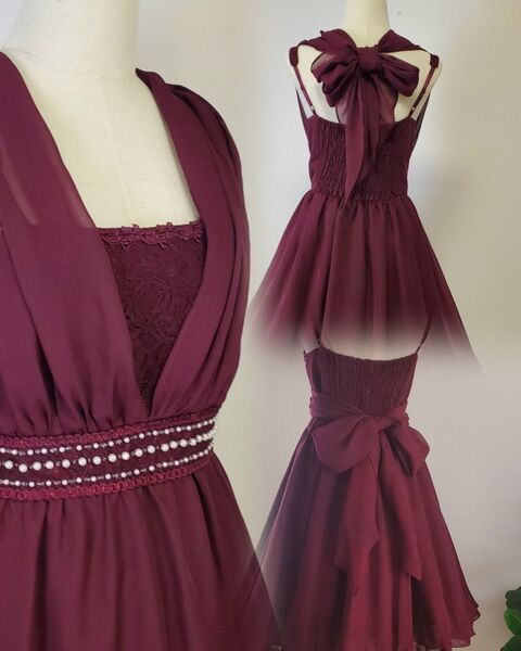 axes femme リボン パーティードレス フィット結婚式 ワンピース ドレス