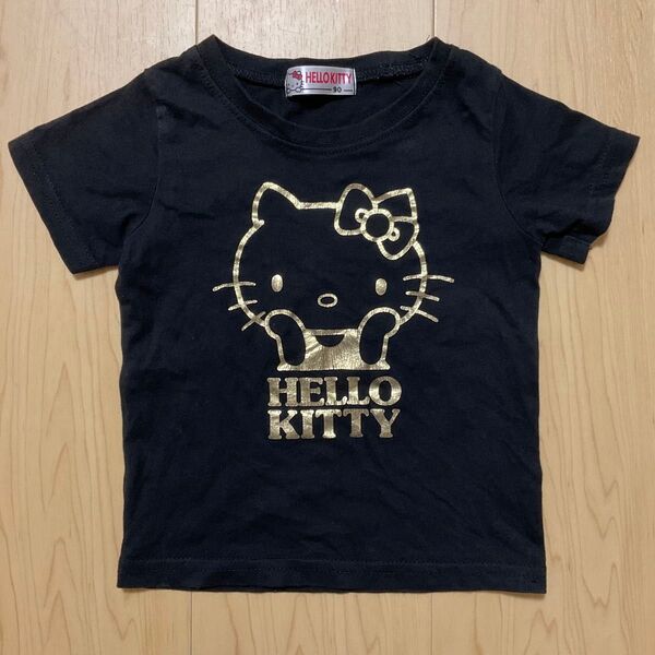 HELLO KITTY ハローキティTシャツ ブラック×ゴールド 90cm