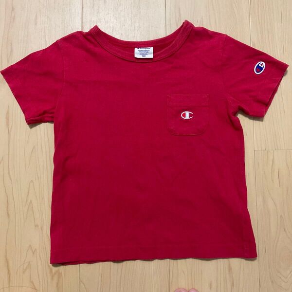 Champion チャンピオン Tシャツ レッド 120cm ポケット付き