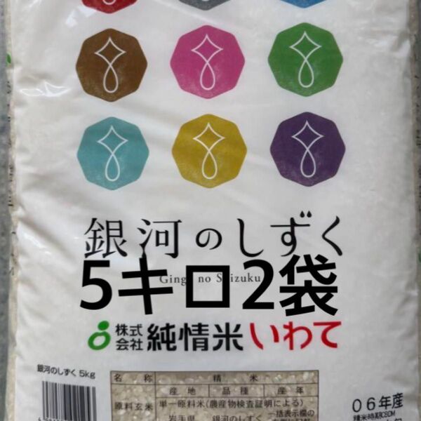 令和6年度産 5月下旬精米 岩手県産・銀河のしずく5キロ2袋 合計10kg 即時発送 送料無料 特Aランク 単一原料米 令和6年度