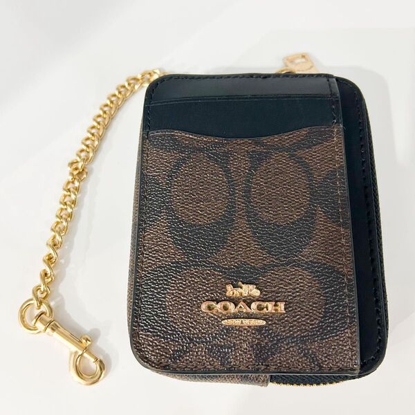 COACH コーチ コインケース カードケース 小銭入れ チェーン付き ブラウン
