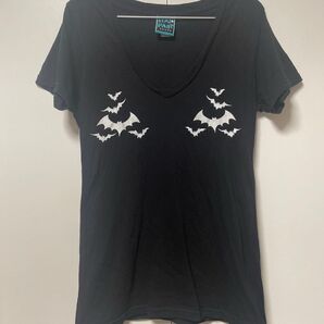 TOO FAST トゥーファースト BATS コウモリ Vネック 半袖Tシャツ Lサイズ ゴシック パンク ロック 原宿系