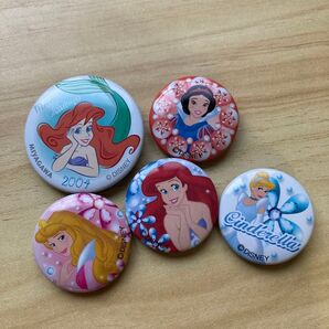 【平成レトロ】 ディズニープリンセス缶バッジ 5個セット