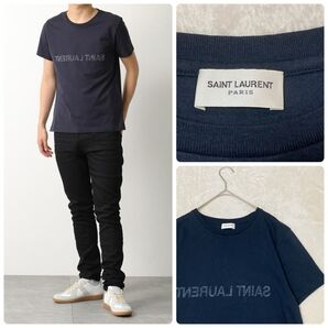 SAINT LAURENT サンローラン リバースロゴ Tシャツ NAVY S
