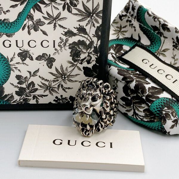 【美品】GUCCI グッチ ミケーレ期 ライオンヘッド リング シルバー 23