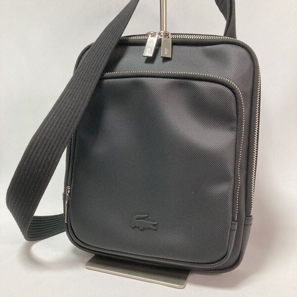 【美品】LACOSTE ラコステ ショルダーバッグ サコッシュ PVC BK