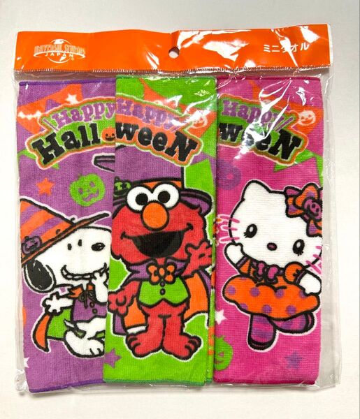 新品 ユニバーサルスタジオジャパン ハロウィン 限定 ハンドタオル ハローキティ スヌーピー エルモ