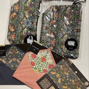 新品 未開封 ウイリアムモリス 5点 ランチバッグ 巾着 封筒 リメイク マスキングシート /いちご泥棒