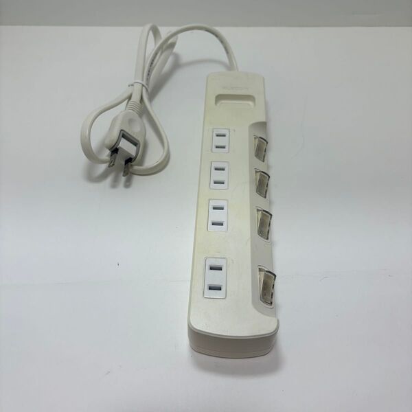 【中古・動作確認】電源タップ エレコム 4個口 1m T-E6A-2410WH