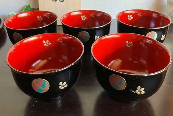 越前塗 越前漆器 金蒔絵 御汁椀 吸物椀 お椀 5客