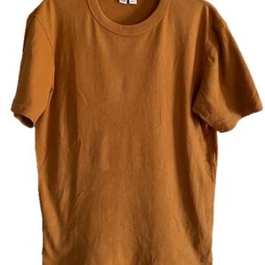 【中古】ユニクロU コットンクルーネックTシャツ ブラウン Lサイズ