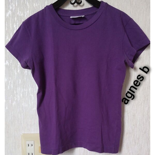 アニエスベー agnesb 半袖Tシャツ パープル紫 Sサイズ小さめ トップス カットソー クルーネック