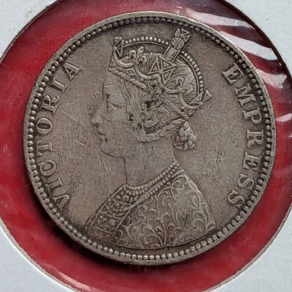 イギリス領インド 1887年 インド 1ルピー銀貨 ヴィクトリア女王