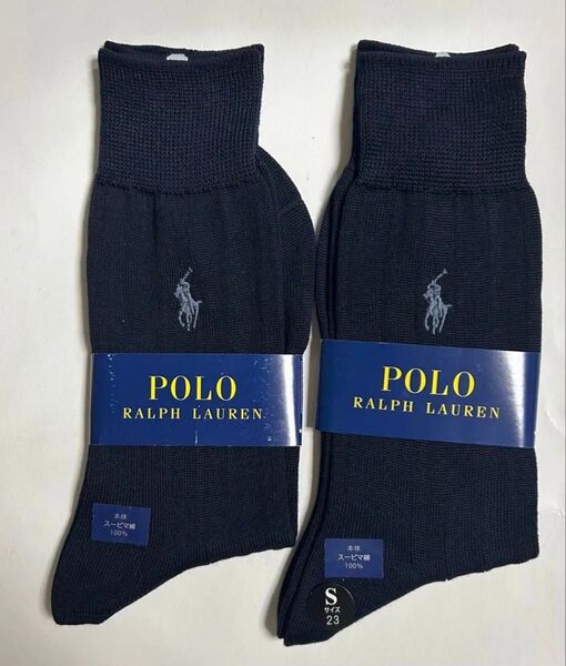POLO ラルフローレン ソックス 2足セット 23cm ネイビー★