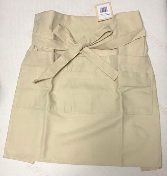 腰巻きエプロン M〜L ベージュ カフェエプロン④