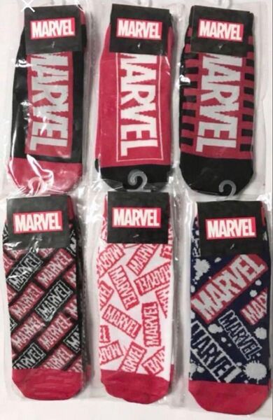MARVELマーベル カラフルロゴ ショートソックス 6足セット 22〜24cm