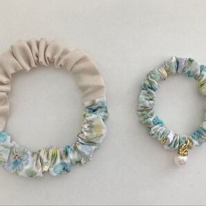 ハンドメイド リバティ 犬猫用 飼い主用 シュシュ2個 おそろい ③