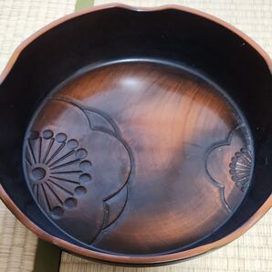 木製 盆 梅の花柄 直径約25cm