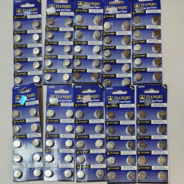TIANQIU アルカリボタン電池 AG13/357A 10個入×10パック まとめ売り