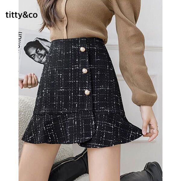 titty&co ツイードマーメイドミニスカート