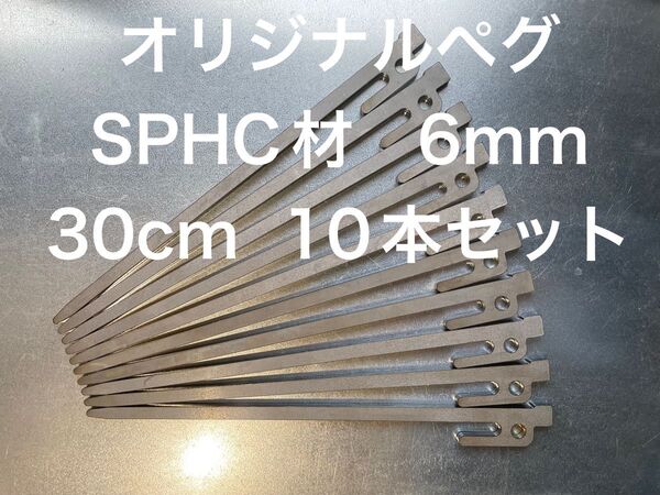 30cm☆SPHC材オリジナル鉄製ペグ☆10本セット☆レーザーカット