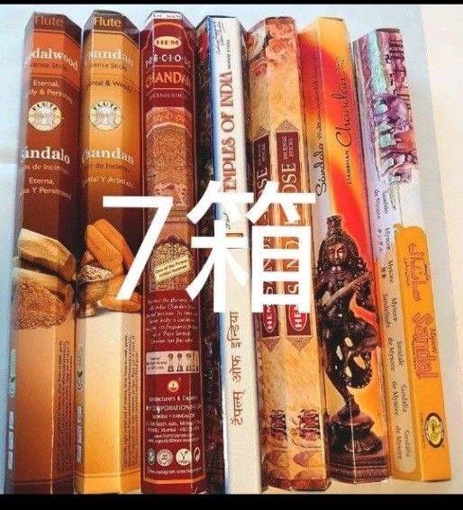 お香福セット★浄化開運 白檀系7箱 HEMプレシャスチャンダン 瞑想 占い タロット ヨガ スティックお香 インド香