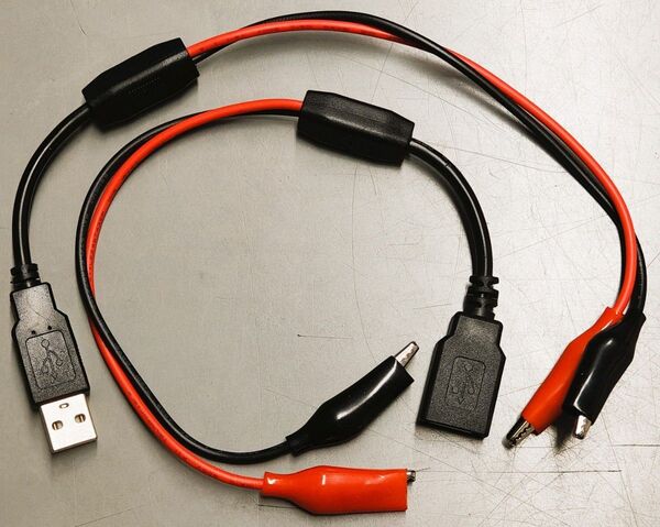 USBワニ口クリップ USBオスメスセット