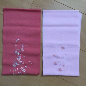 小花半襟　重ね襟　ピンク　春　秋　桜　菊　紅葉　新品