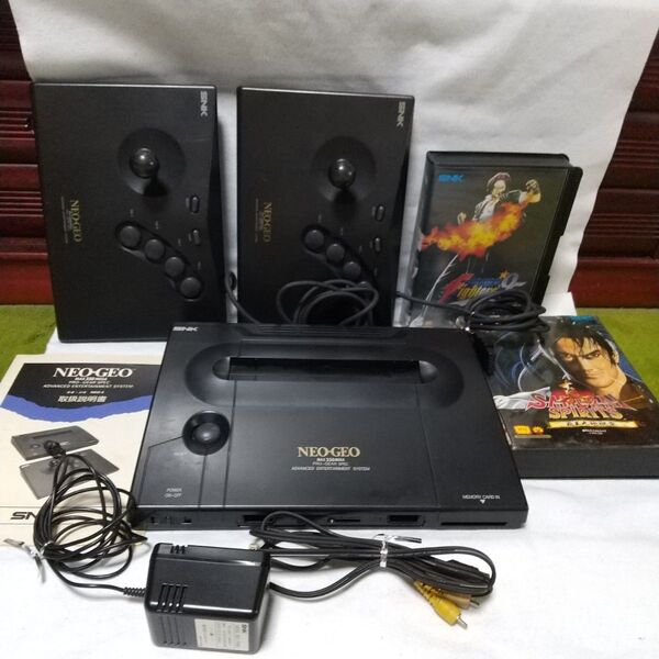 NEO GEO AES 本体 説明書 コントローラー2個 ソフト2本 セット Neo-0