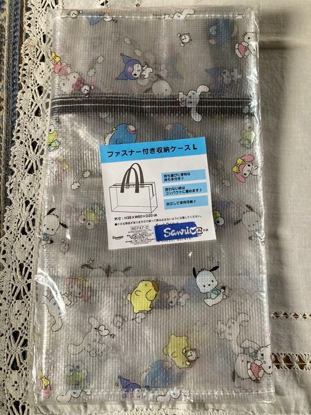 サンリオのキャラクターが勢ぞろい!ファスナー付き収納ケースL/トートバッグ*キティマイメロディケロケロけろっぴand more