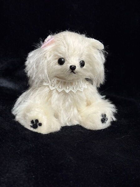 テディわんこ テディマルチーズ マルチーズ ぬいぐるみ モヘア テディベア ハンドメイド 白い犬