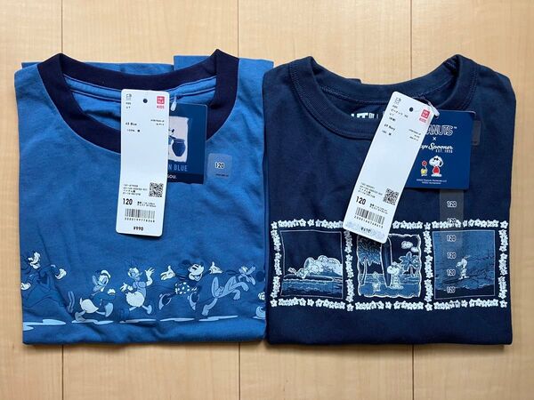 新品未使用★ユニクロ★半袖Tシャツ2枚120cm スヌーピー ディズニー ミッキー