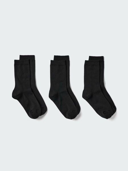 新品未使用★ユニクロ★キッズソックス5足20-24cm 黒ブラック 無地 スクールソックス 靴下