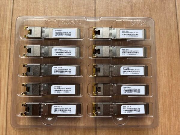 新品 10GBase-T SFP+モジュール 10Gカッパー RJ-45 SFP+ CAT.6a 最大30m 10本セット
