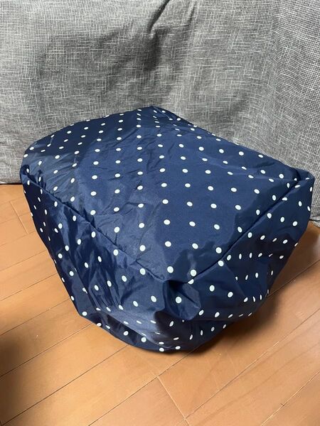 撥水 自転車後ろカゴカバー 自転車前カゴカバー ひったくり防止 大きめ 紺水玉