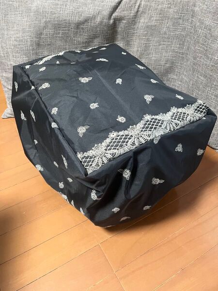 撥水 自転車後ろカゴカバー 自転車前カゴカバー ひったくり防止 大きめ 黒レース柄