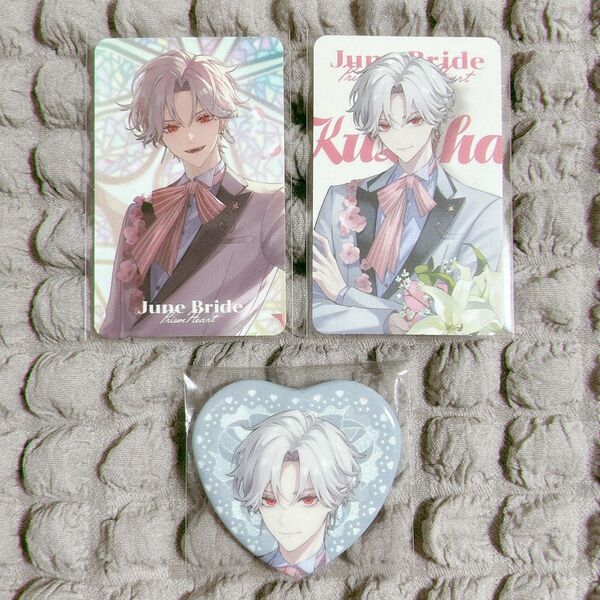 にじさんじ 葛葉 Prism Heart June Bride ジュンブラ チェキ フォト風カード ハート 缶バッジ