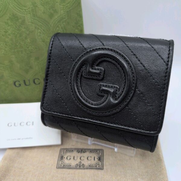 GUCCI 二つ折り財布 ブロンディ レザー ブラック