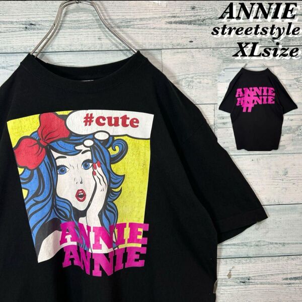【インパクト】cuteガール 両面プリント Tシャツ ANNIE ビッグサイズ ビッグプリント XL